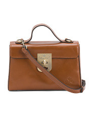 Leather Carisbrooke Satchel With Turn Lock Closure | TJ Maxx
