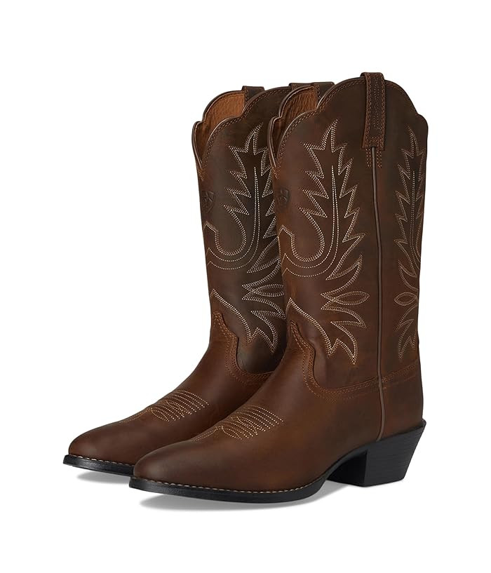 Ariat Heritage Western R Toe Women's Boots Distressed Brown : 6.5 C - Wide, Full Grain leather/Leather | Zappos.com