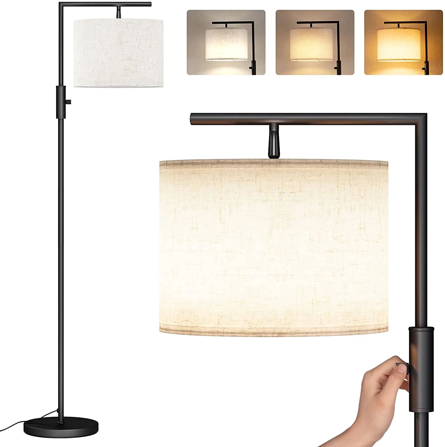 SUNMORY Black Modern Arc Floor Lamp for Living Room, Bedroom and Office | Walmart (US)