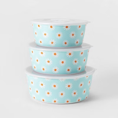 3pc Melamine Floral Printed Food Storage Bowl Set - Sun Squad™ | Target