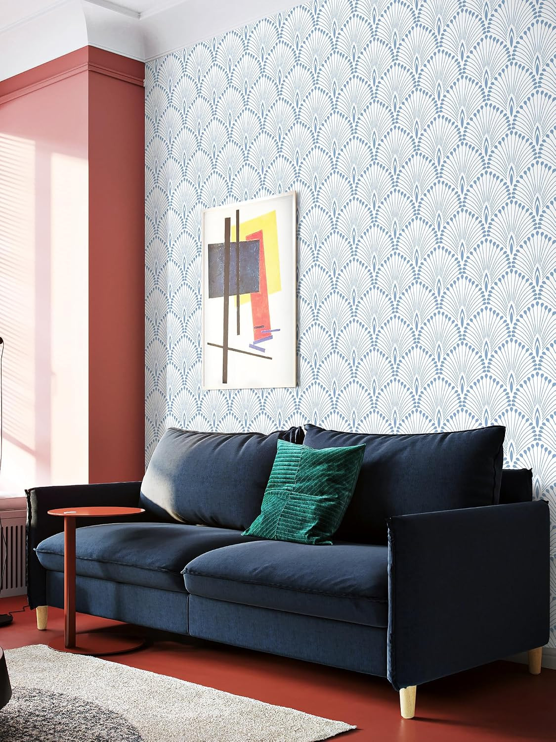 LiKiLiKi Light Blue Peel and Stick Wallpaper Modern Geometric Wallpaper 16.1"x393" Boho Contact P... | Amazon (US)