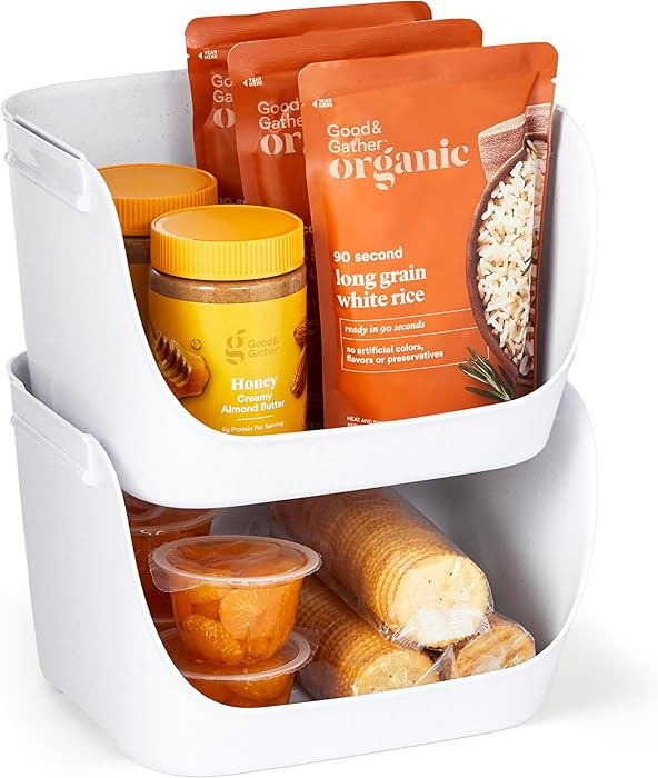 YouCopia ShelfBin Stacking Pantry Bins, 2-Pack, Stackable Storage Basket Organizers for Kitchen a... | Amazon (US)