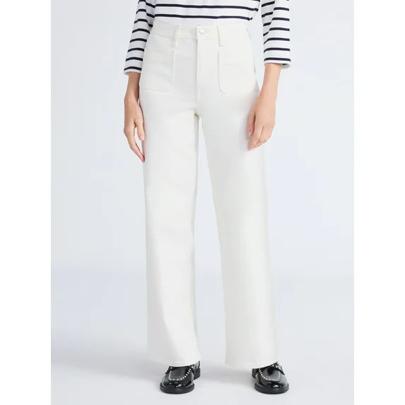 Free Assembly Women's and Women's Plus Wide Leg Jeans with Patch Pockets, 30", 32", and 34" Insea... | Walmart (US)