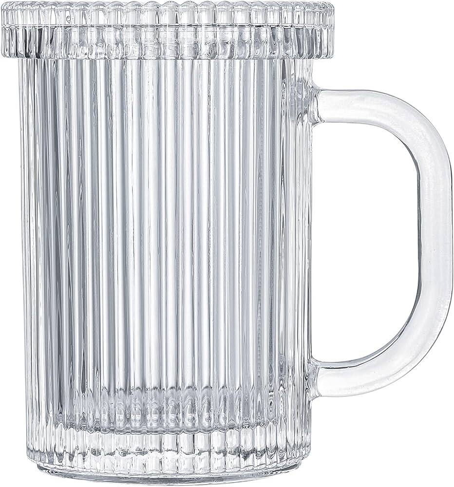Lysenn Clear Glass Coffee Mug - Classic Vertical Stripes Tea Mug - Elegant Coffee Cup with Glass ... | Amazon (US)
