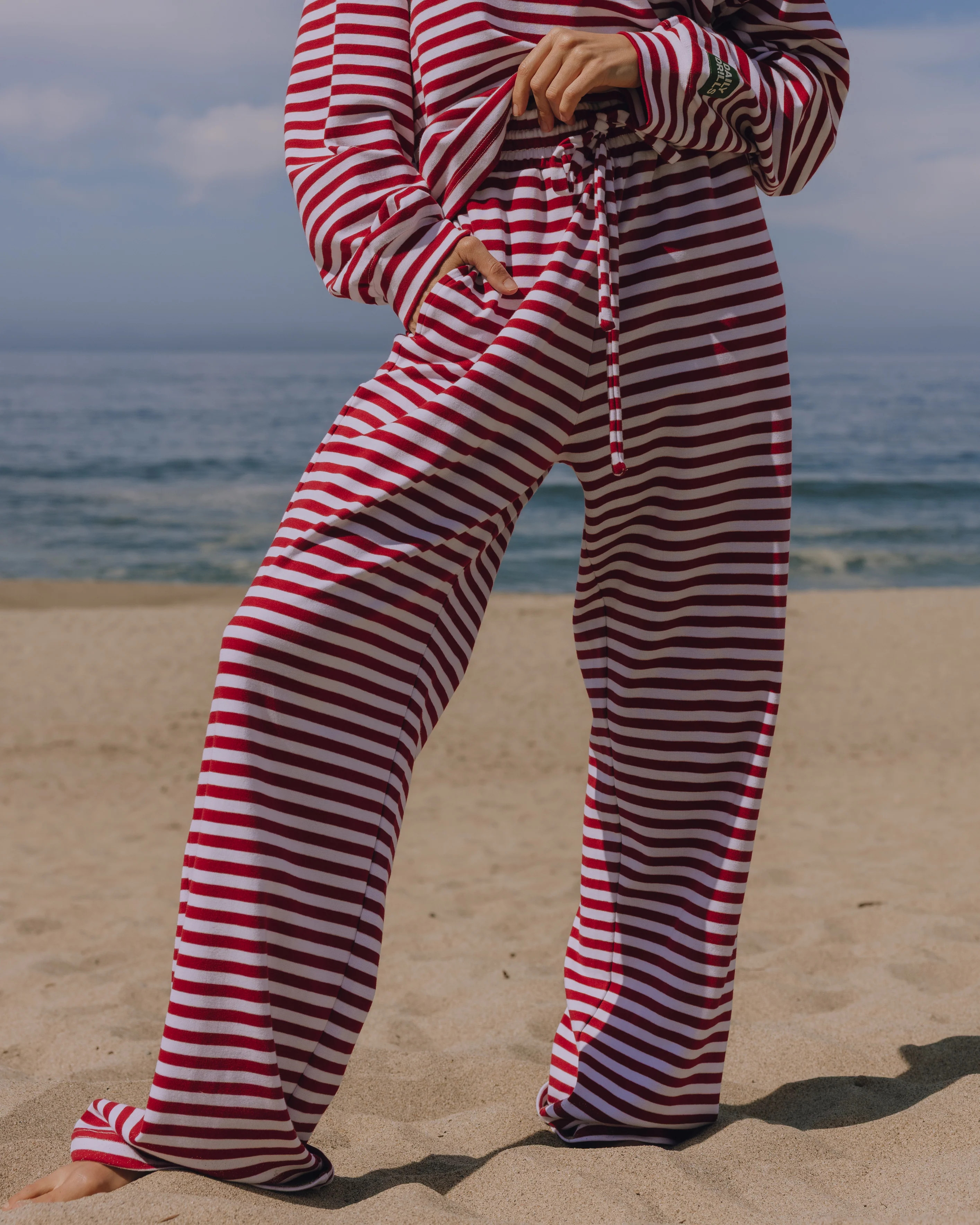 Striped Cotton Pants - Red + Cream Stripe | Daily Drills