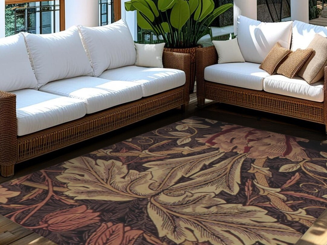 Outdoor Area Rug Vintage Botanical William Morris Floral Modern Farmhouse Doormats Layering Rug C... | Etsy (US)