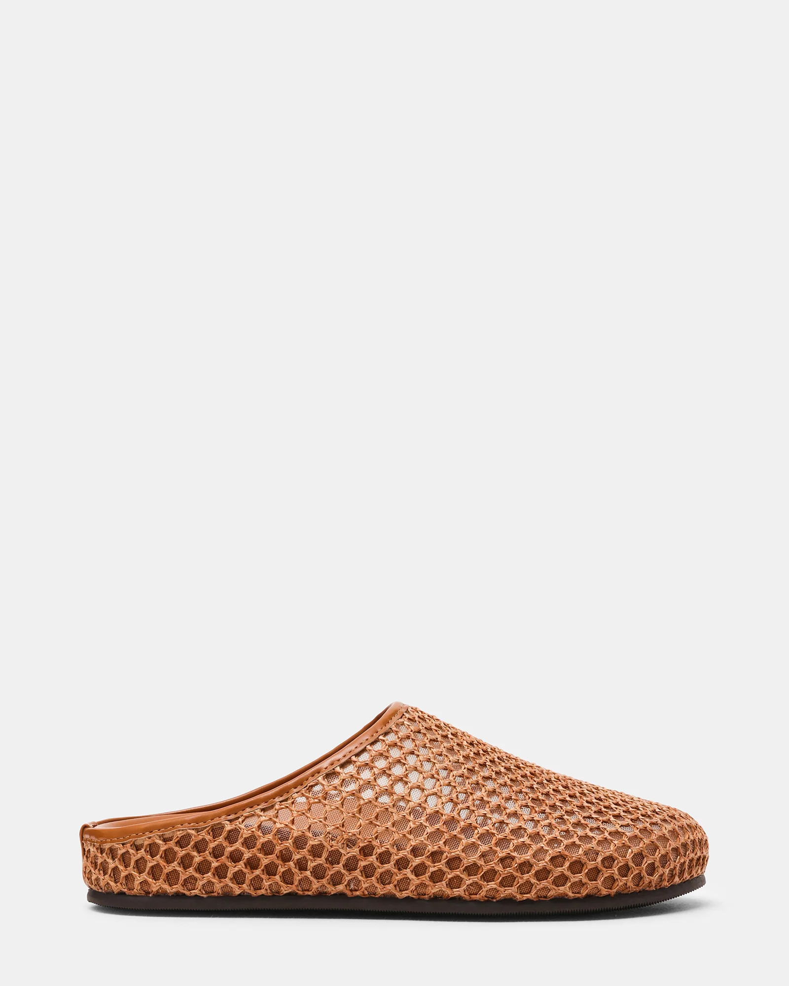FERN Tan Raffia Mesh Mule Slip-On Round-Toe Women's Flat | Steve Madden (US)