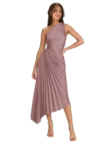 Satin One Shoulder Bridesmaid Dresses with Pleates for Women Asymmetrical Corset Long Formal Wedd... | Amazon (US)