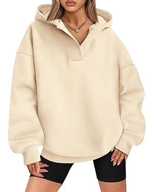 BTFBM Women's Oversized Hoodies Casual Fleece Long Sleeve V Neck Sweatshirts 2025 Trendy Fall Out... | Amazon (US)