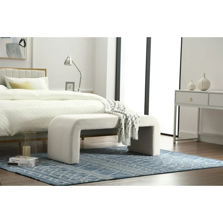 Dayalane Modern Bench, Fuzzy Upholstered End of Bed Bench 49" Entryway Bench Window Bench Seat, C... | Walmart (US)