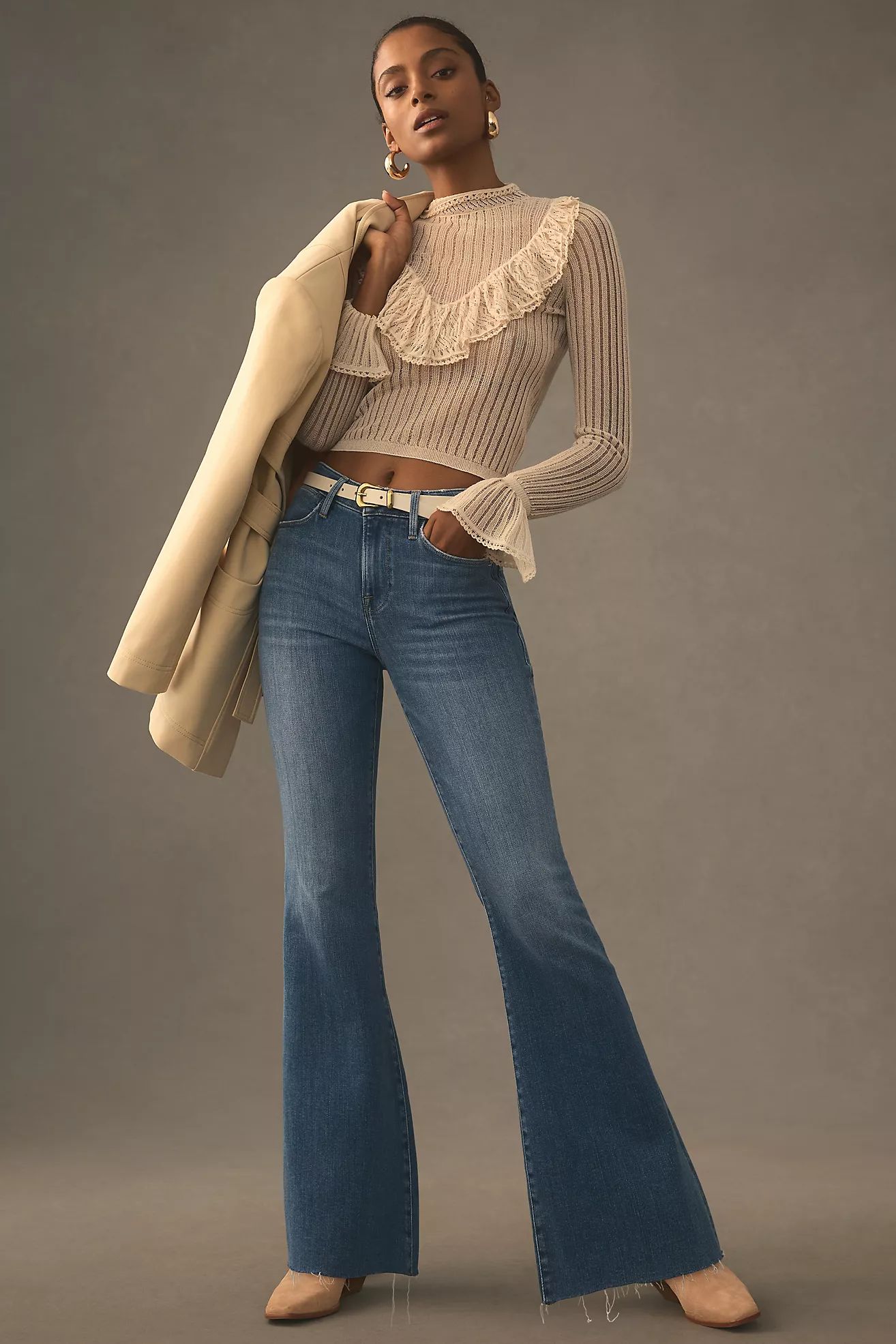 Frame Le Easy Mid-Rise Flare Jeans | Anthropologie (US)