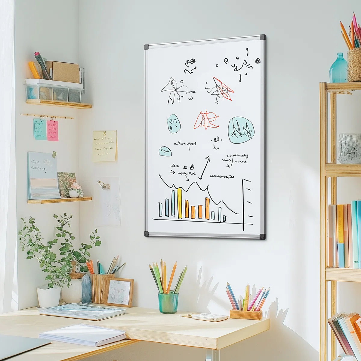 36''x24''Magnetic White Board with Dry Eraser and Pens | Wayfair North America