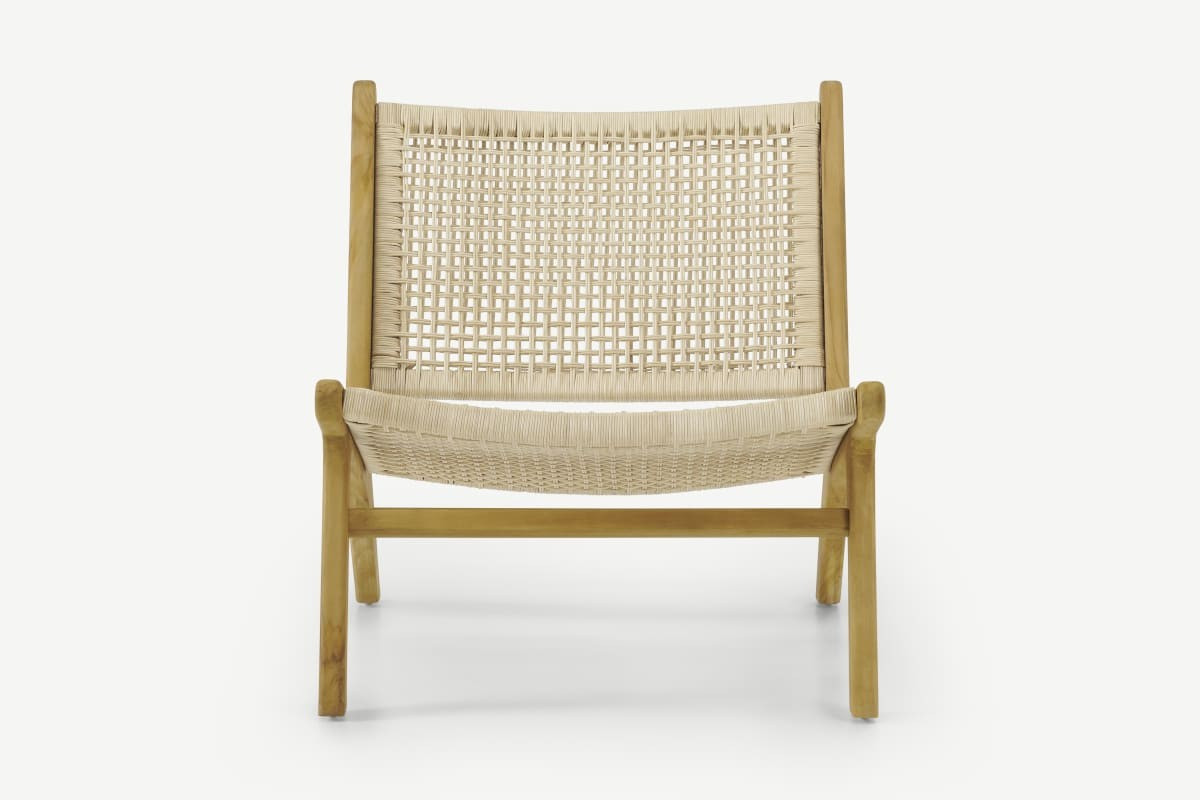Modica Accent Armchair, Rattan & Natural Fabric | Made.com UK