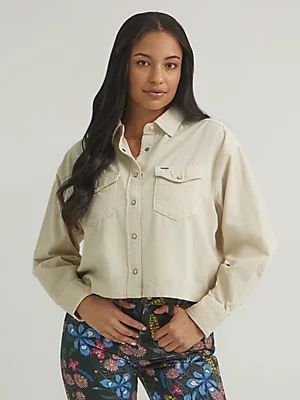 Women's Boxy Corduroy Overshirt in Cream | Wrangler