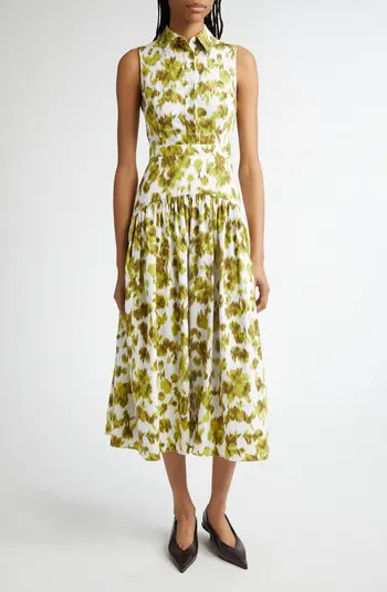 Abstract Floral Print Drop Waist Shirtdress | Nordstrom