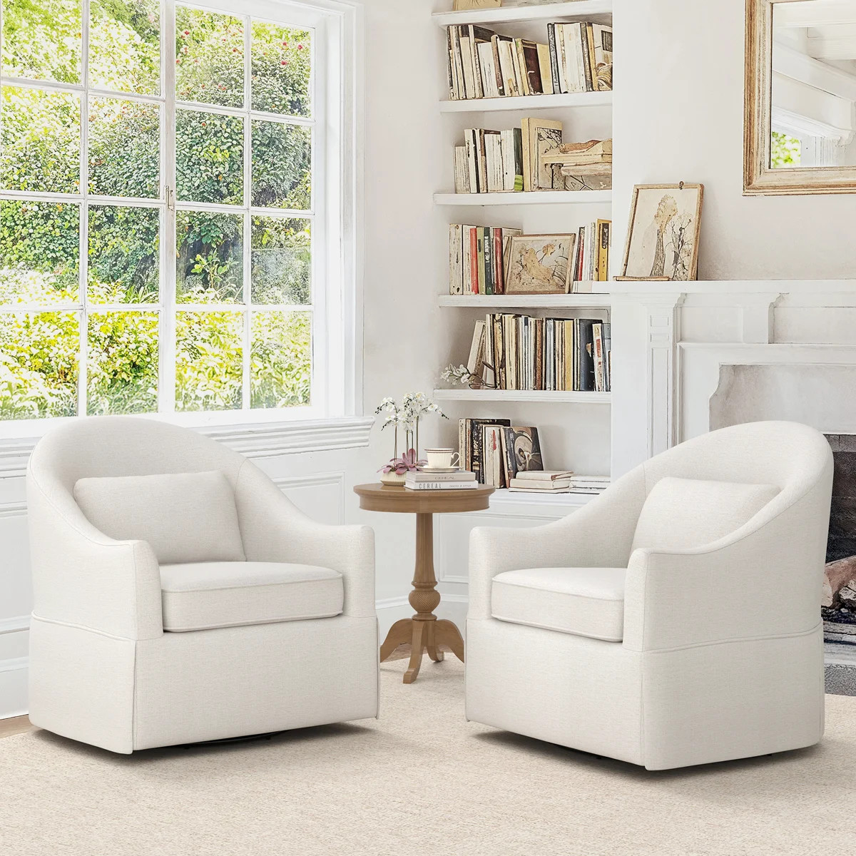 Martha Upholstered Swivel Barrel Chair(Set Of 2) | Wayfair North America