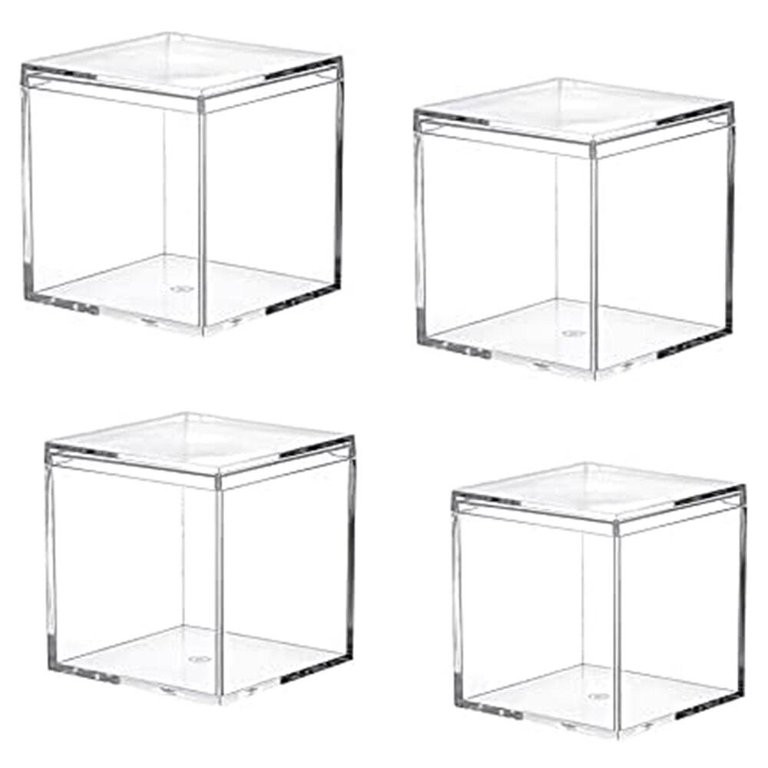 Sales Promotion!!Square Cube 4pcs Clear Acrylic Storage Boxes Organizer Containers | Walmart (US)
