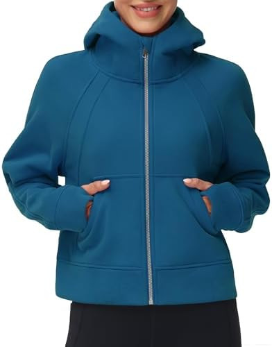 THE GYM PEOPLE Women's Full-Zip Up Hoodies Jacket Fleece Workout Crop Tops Sweatshirts with Pocke... | Amazon (US)