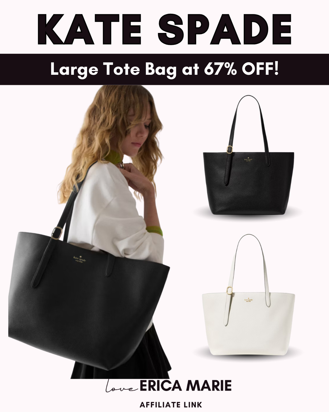 Kate Spade has large tote bags at 67% off. The size is perfect for work days, errands, or travel. Definitely worth grabbing while the discount is this good. 

 #LTKootd #LTKSaleAlert #LTKWorkwear