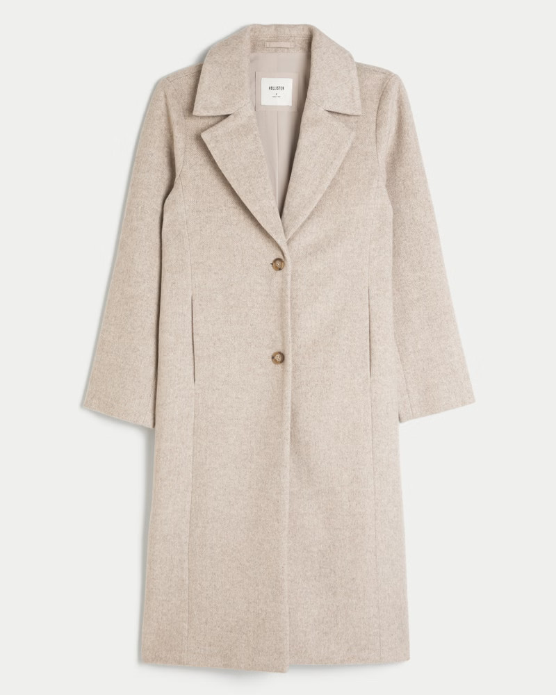 Wool Blend Longline Coat | Hollister (US)