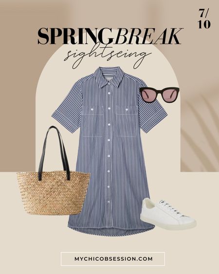Planning your spring break outfits? I’ve got some resort wear outfit ideas for you! Mom friendly and kid friendly, a striped shirt dress and sneakers are perfect for play and adventure. Keep essentials handy in a straw tote bag 

#LTKover40 #LTKstyletip #LTKtravel