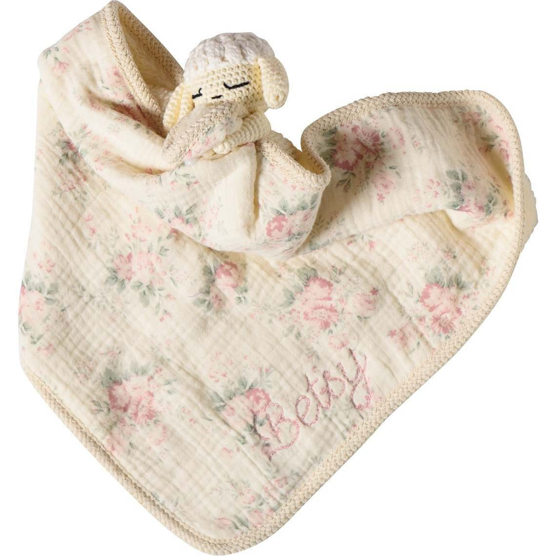 Lovey with Crocheted Rattle, Lamb | Maisonette