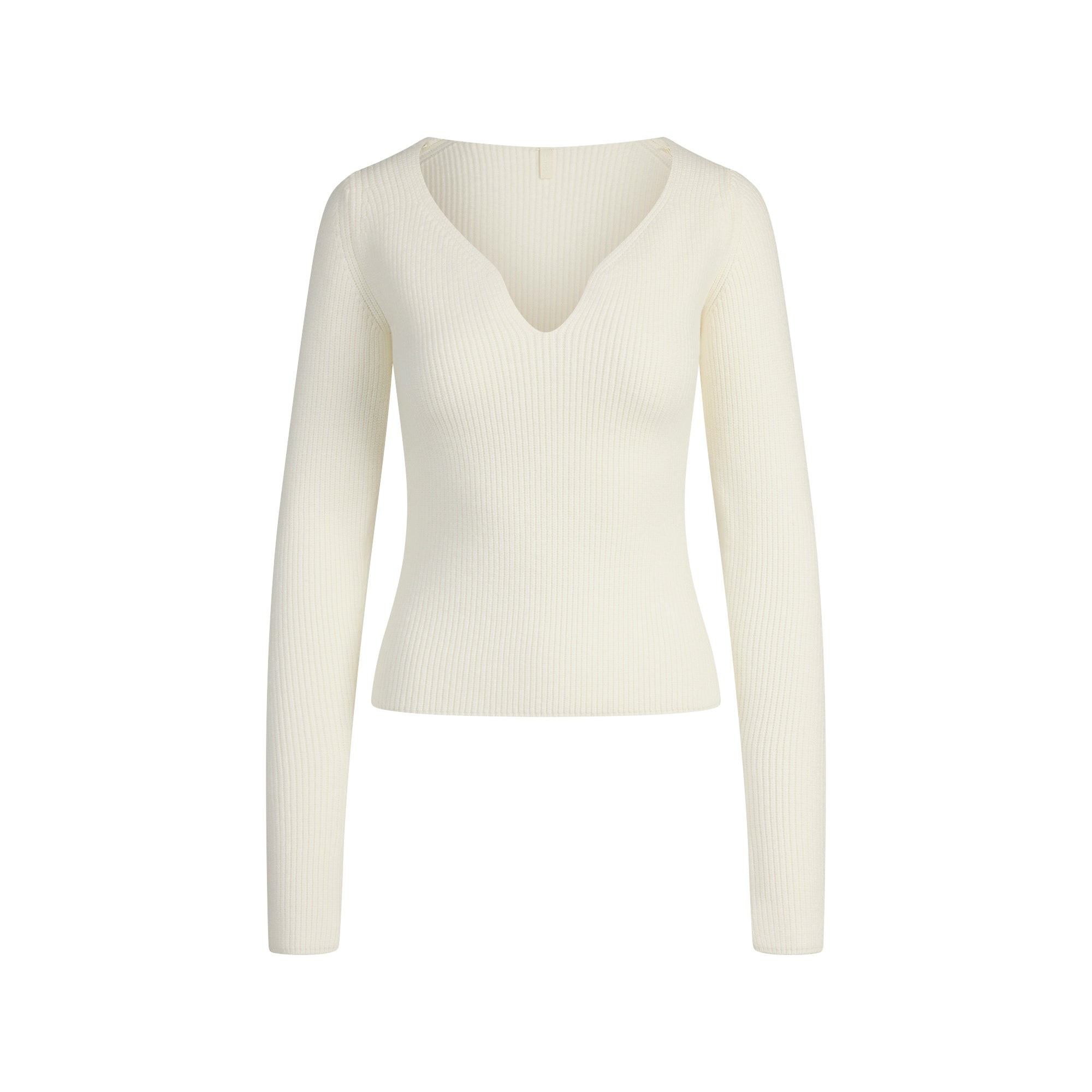 SWEATER KNITS RIBBED LONG SLEEVE TOP | IVORY | SKIMS | SKIMS (US)