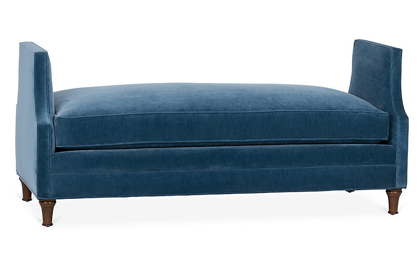 Dumont Bench - Harbor Blue Velvet | One Kings Lane