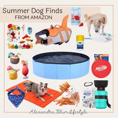 Summer dog finds from Amazon! Dog pool, dog life vest, dog toys, outside camping dog bed. Dog water bottle, and dog treats! Amazon dog finds! 

#LTKSeasonal #LTKFindsUnder50