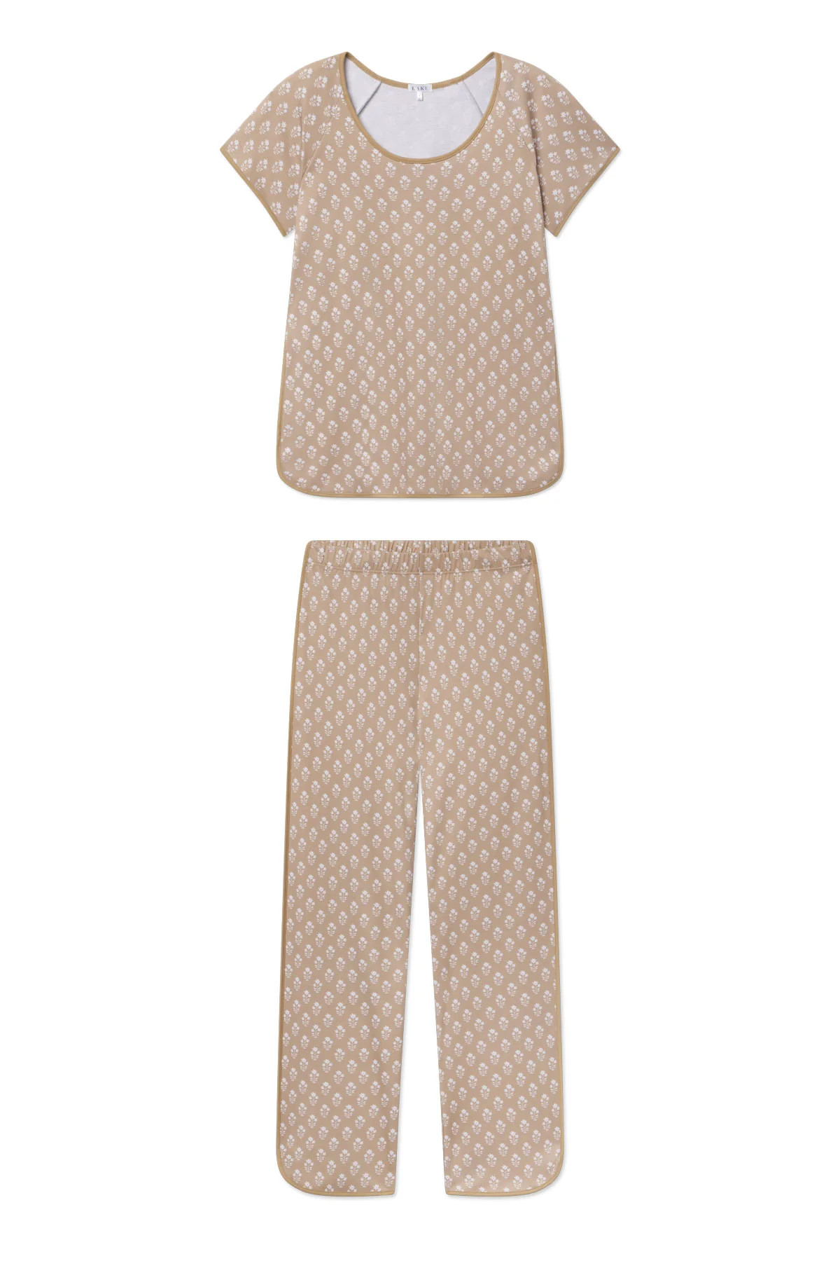 Pima Short-Long Set in Sandstone Posy | Lake Pajamas