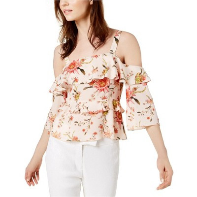 Rachel Zoe Womens Floral Ruffle Cold Shoulder Blouse, cream, 10 | Target