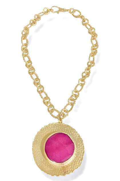 Virtue The Suzanne Pink Gemstone Disc Necklace | The Willow Tree