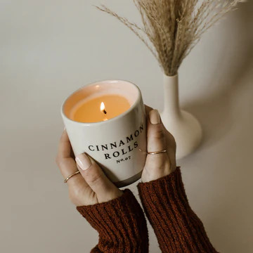 Cinnamon Rolls Soy Candle - Cream Stoneware Jar - 12 oz | Sweet Water Decor, LLC