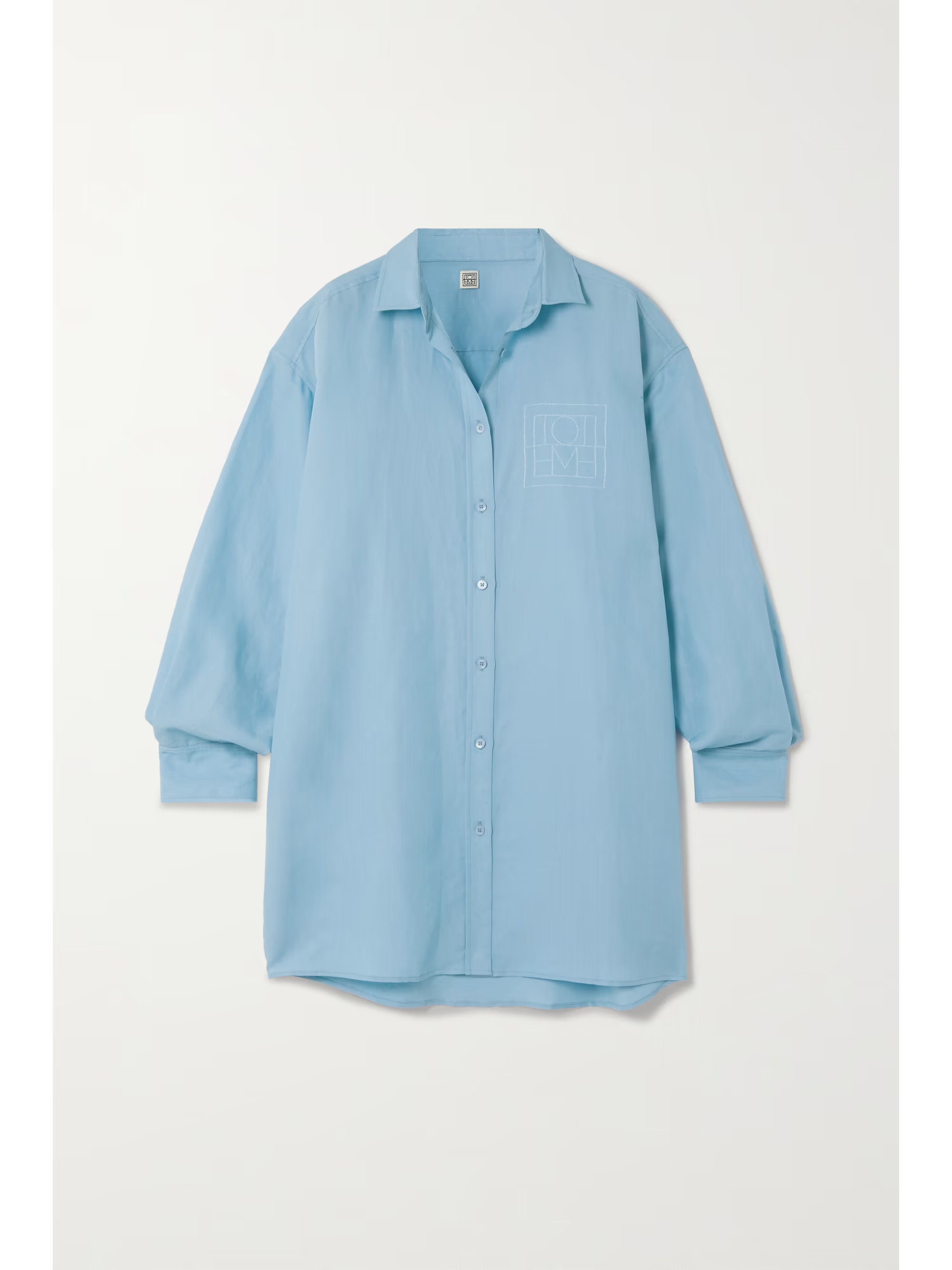 Oversized embroidered TENCEL Lyocell and linen-blend chambray shirt | NET-A-PORTER (UK & EU)