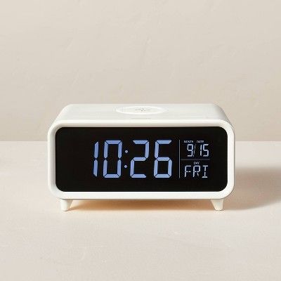 Digital Alarm Clock with Wireless Charging Cream/Black - Hearth & Hand™ with Magnolia | Target