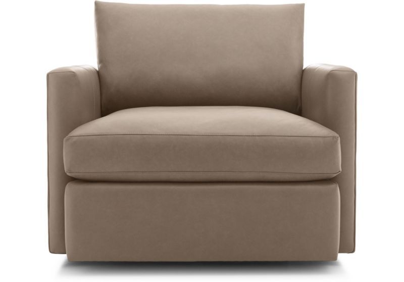 Lounge Deep Leather Swivel Chair + Reviews | Crate & Barrel | Crate & Barrel
