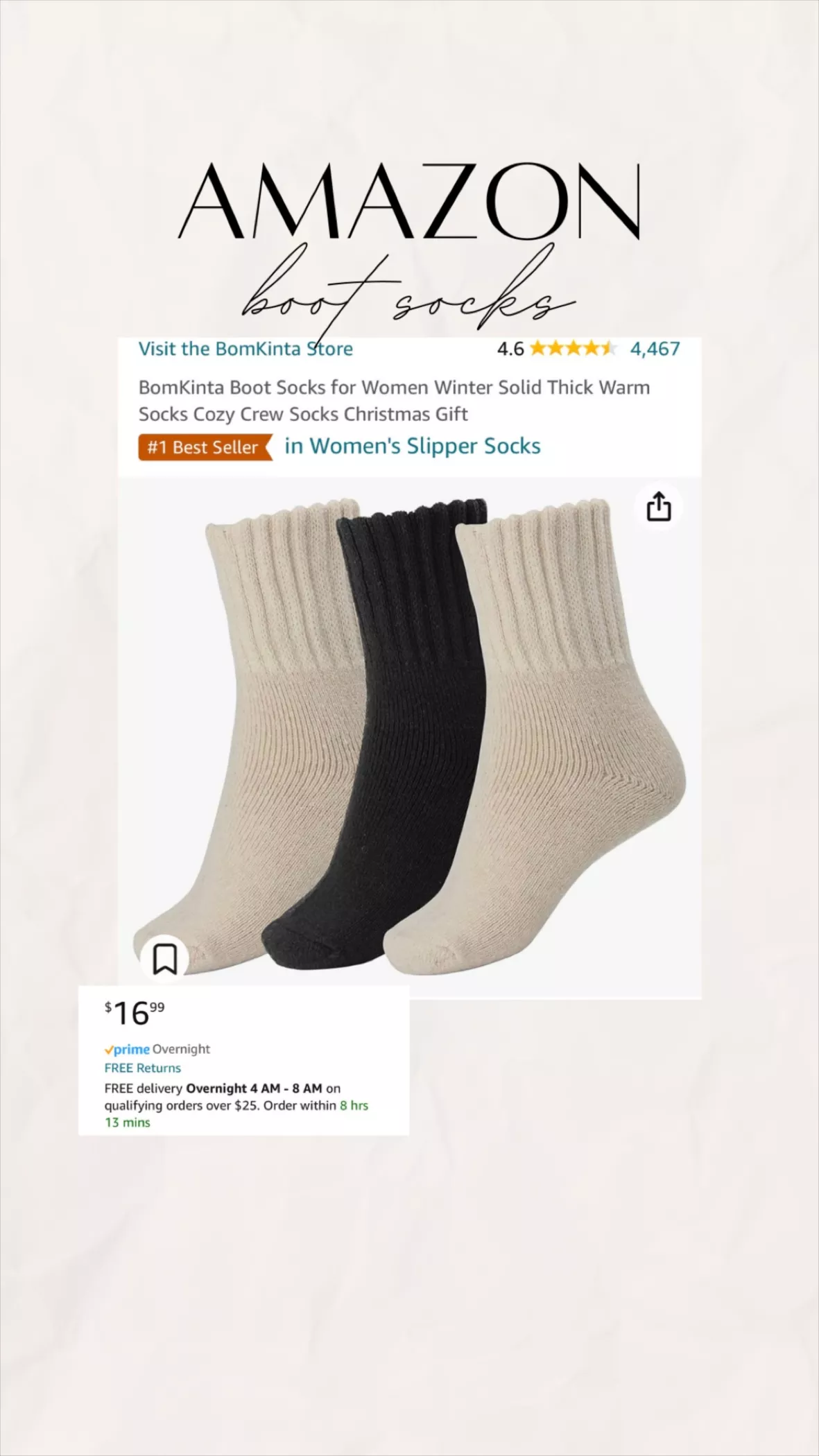 BomKinta Boot Socks for Women Winter Solid Thick Warm Socks Cozy Crew Socks  Christmas Gift
