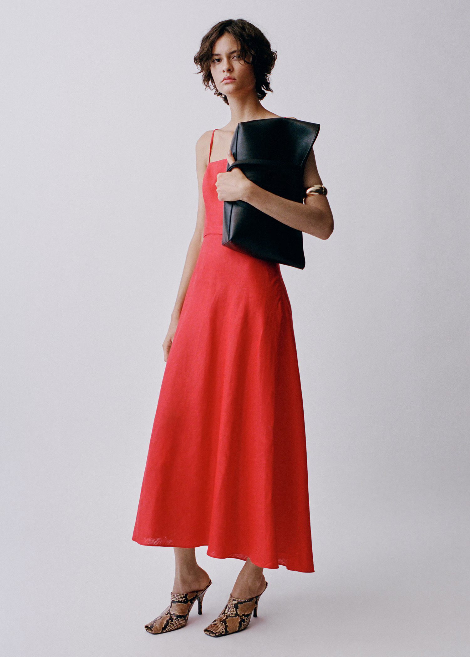 Bow linen-blend dress - Women | MANGO United Kingdom | MANGO (UK)