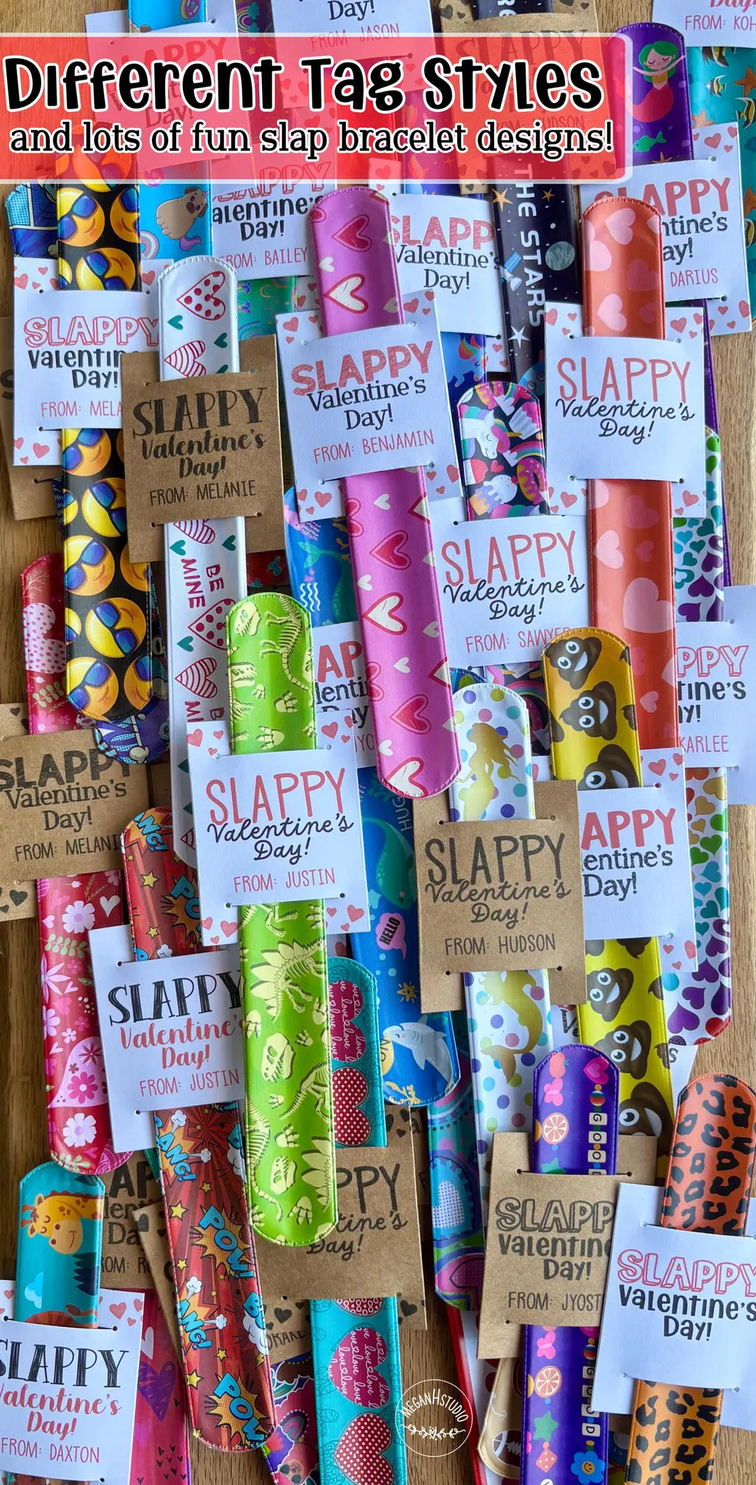 Custom SLAPPY Valentine’s Day Tags With Slap Bracelets, Candy-free Valentines Classroom Treats,... | Etsy (US)