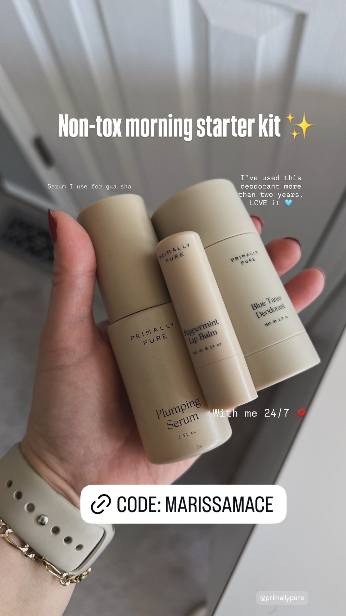 Non-tox morning starter kit ✨  I’ve used this deodorant more than two years. LOVE it 🩵  Wlip balm I take everywhere with me 24/7 💋  Serum I use for gua sha

Primally Pure code: MARISSAMACE 

#LTKBeauty #LTKgrwm #LTKselfcare