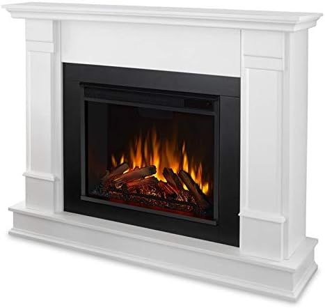 BOWERY HILL Contemporary Solid Wood Electric Fireplace in White | Amazon (US)