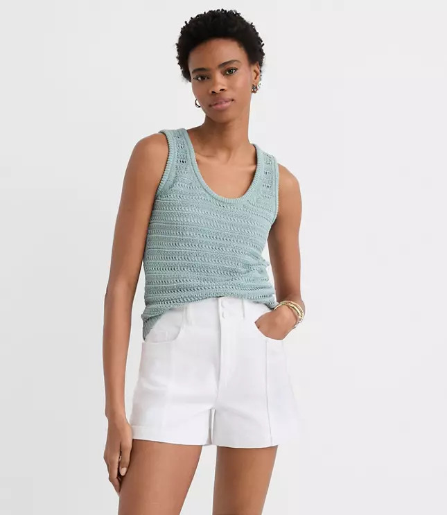 Pointelle Scoop Neck Sweater Tank Top | LOFT