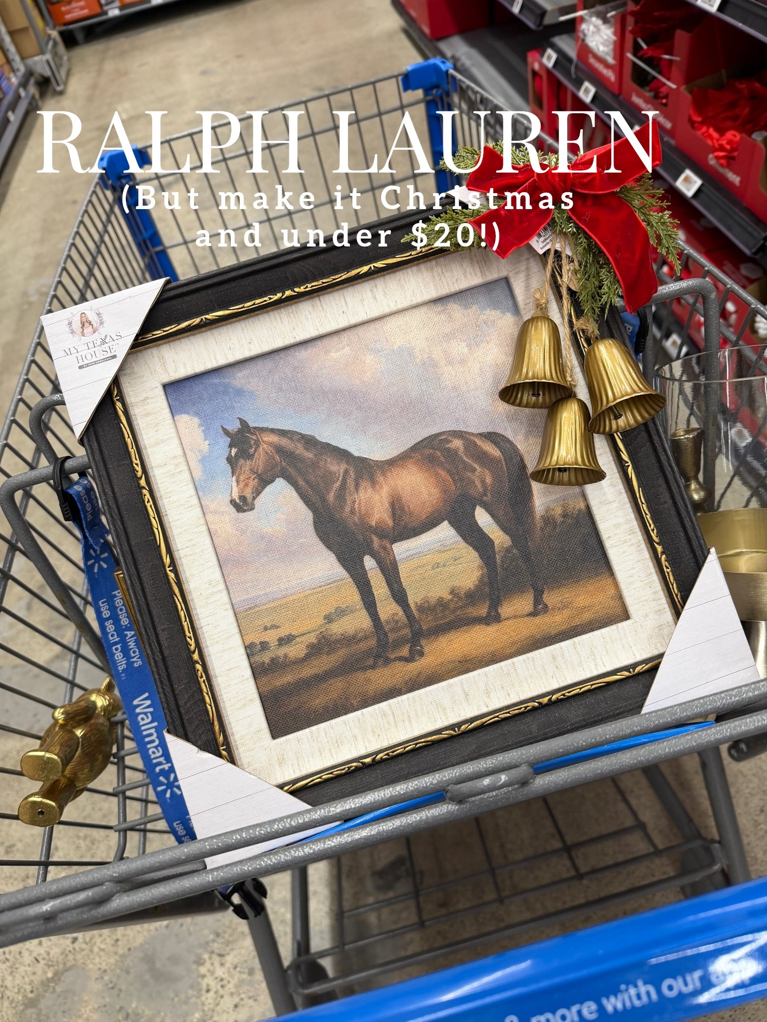 I took this beautiful piece of art & elevated it for Christmas by adding an adorable $2 bell ornament, by simply looping the ornament around the corner of the frame. It doesn’t get more Ralph Lauren than that, and then just remove the bells for year-round use after Christmas!

#LTKSeasonal #LTKHome