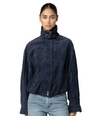 Blank Nyc Women's Midnight Drift High Collar Suede Bomber Jacket - Midnight Drift | Macy's
