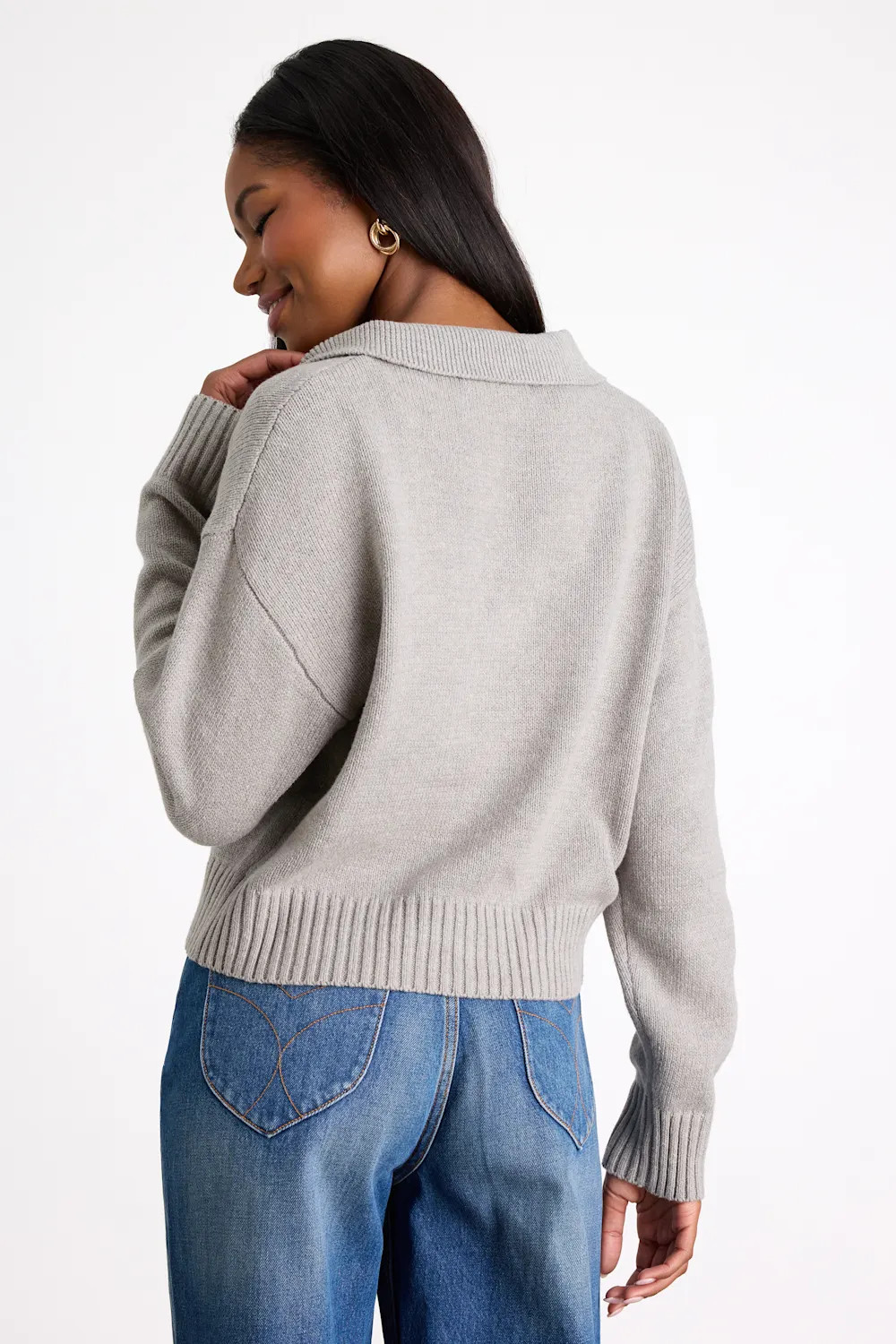 Cozy Forecast Heather Grey Collared Pullover Sweater | Lulus