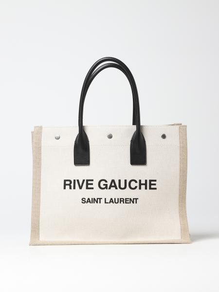 SAINT LAURENT: Rive Gauche recycled canvas bag with logo - Black | Saint Laurent tote bags 617481... | Giglio.com - Global Italian fashion boutique