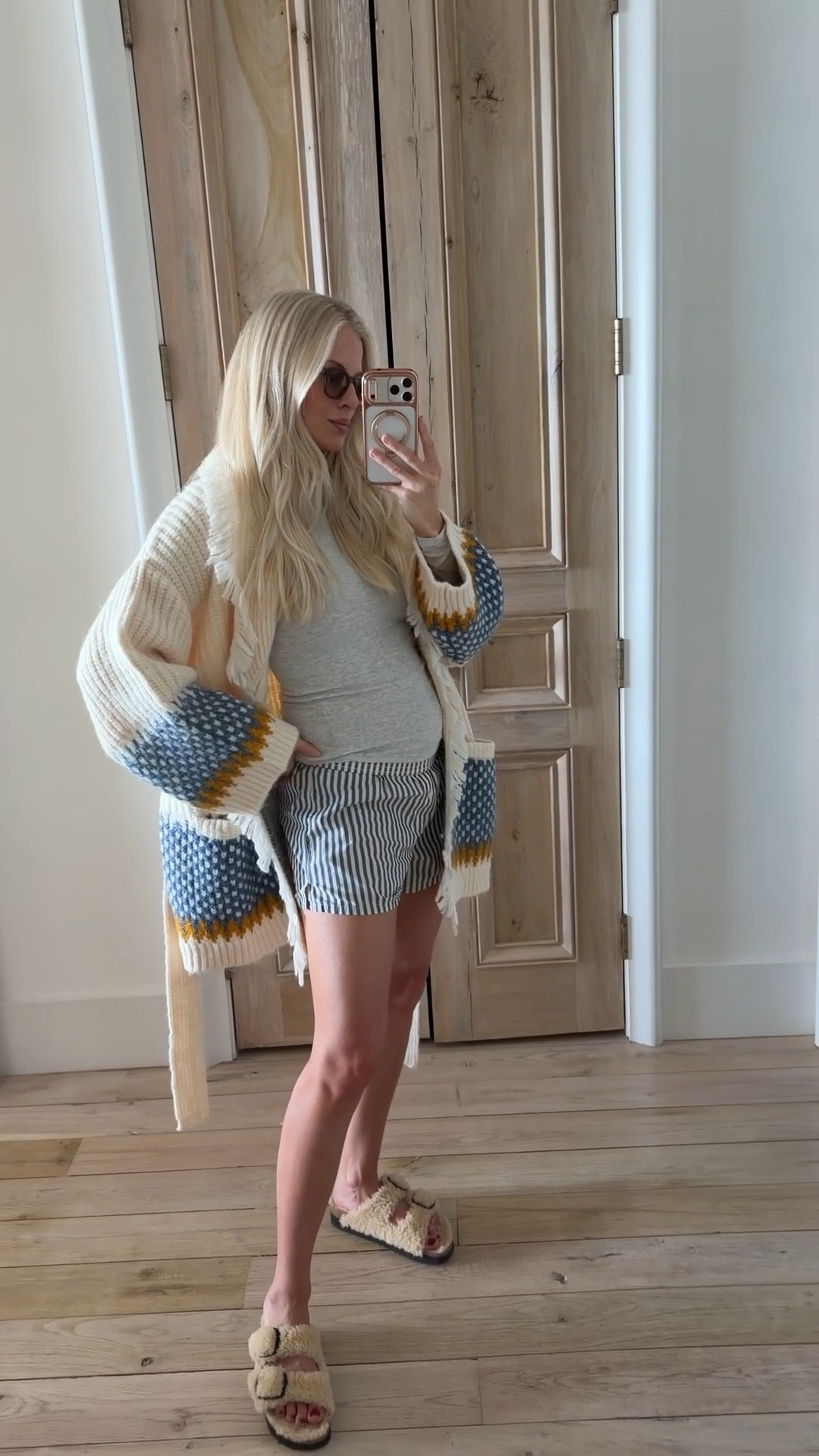 Wearing a 4 in top (heathered core ultra light grey), small in sweater, linked similar shorts, shoes are tts! #kathkeenpost

Winter beach loungewear, wrap cardigan