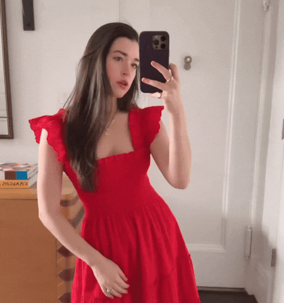 The Ellie Nap Dress - Red Daisy Check Eyelet | Hill House Home US