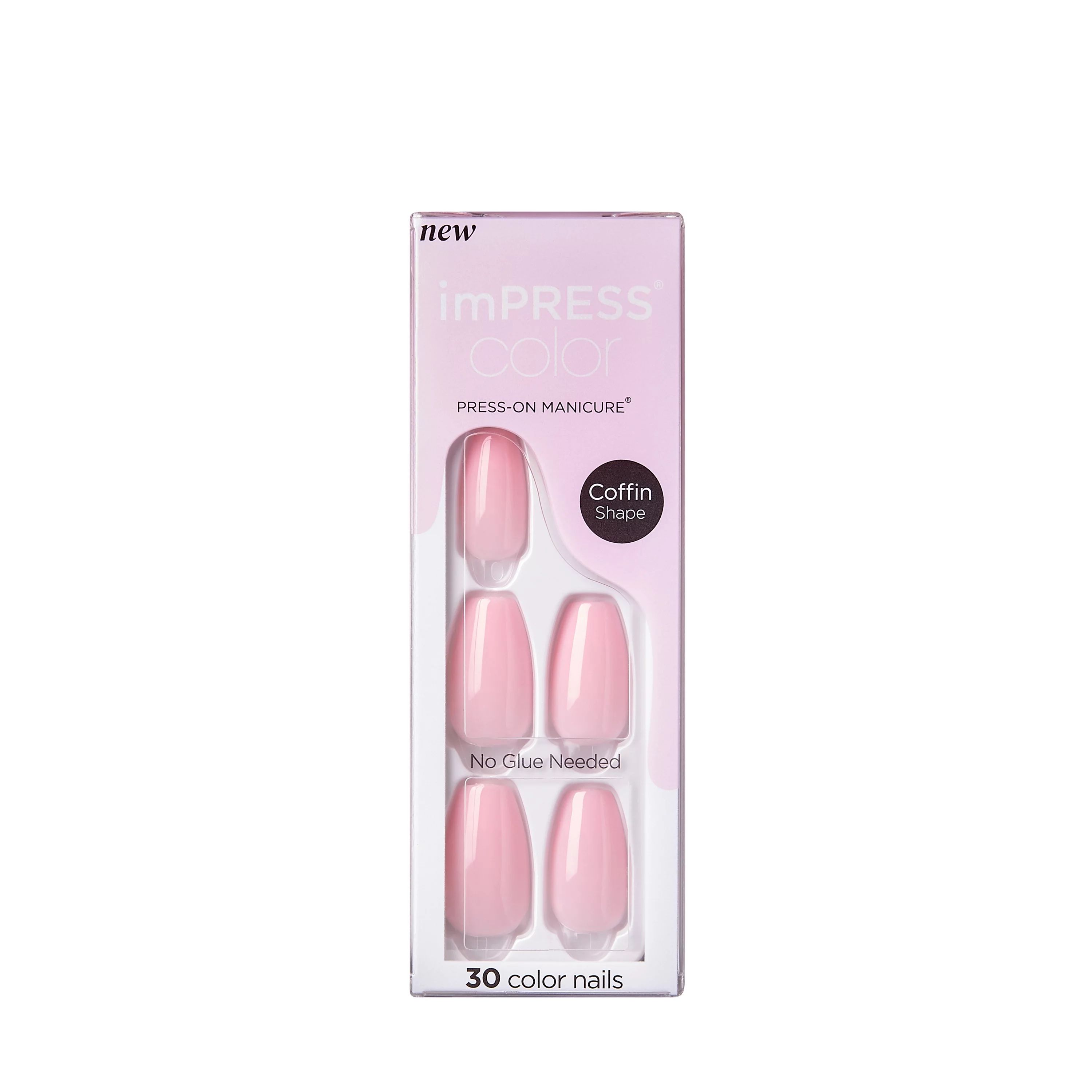 KISS imPRESS Color Medium Coffin Press-On Nails, ‘Pink Dream’, 30 Count | Walmart (US)