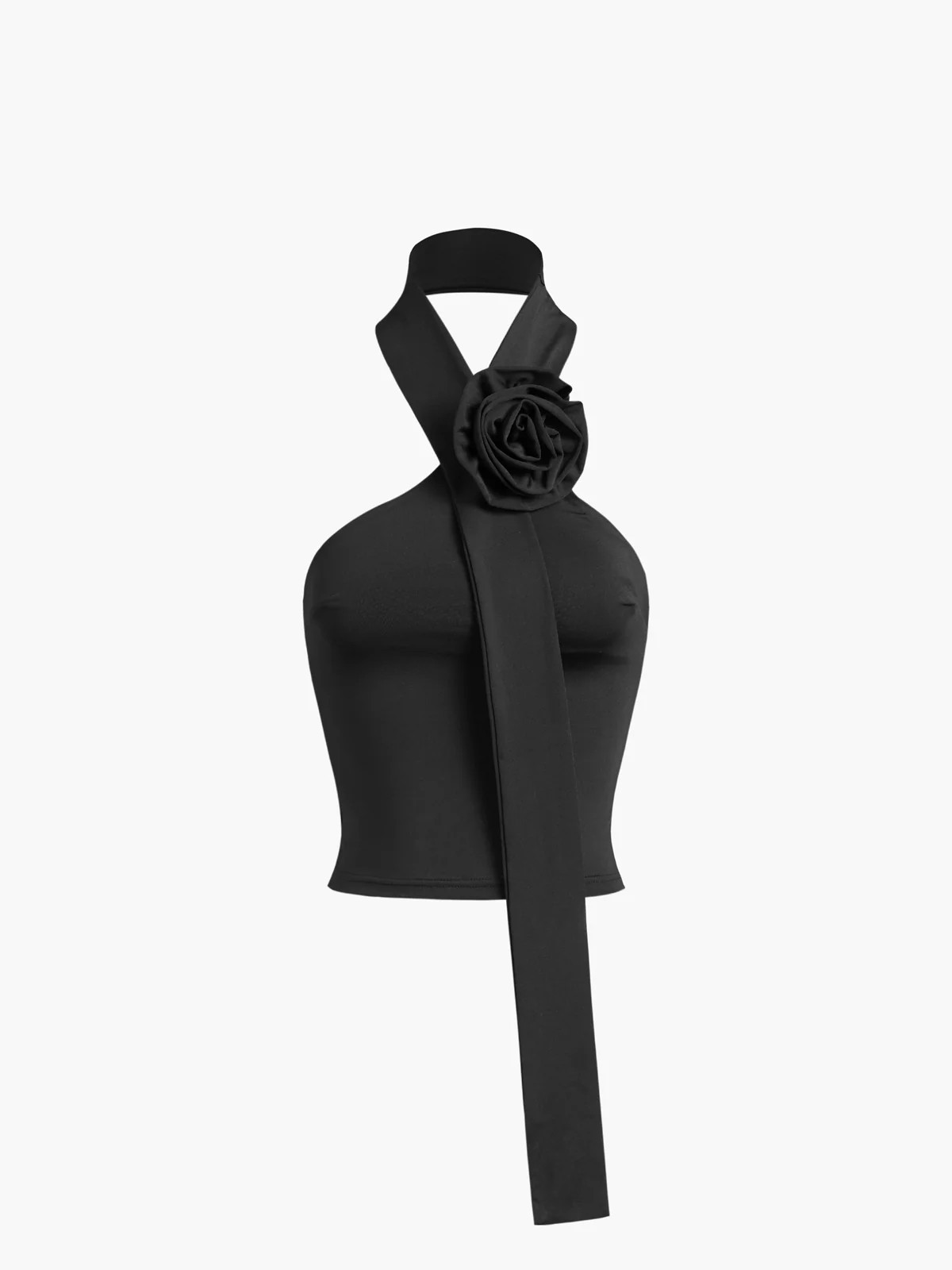 Halter Open Back Rosette Tank Top | Commense